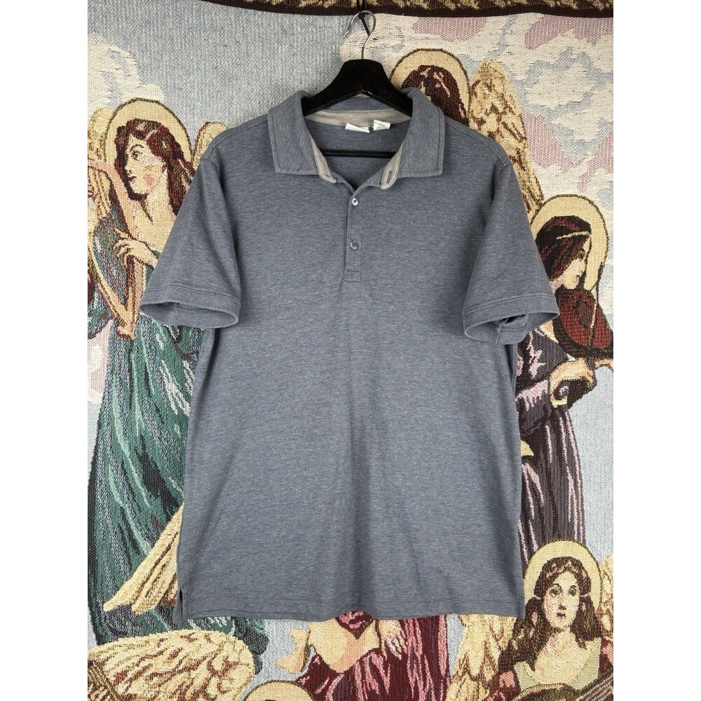 Daniel Hechter Paris Men’s L Large Blue Gray Cotton Short Sleeve Polo Shirt